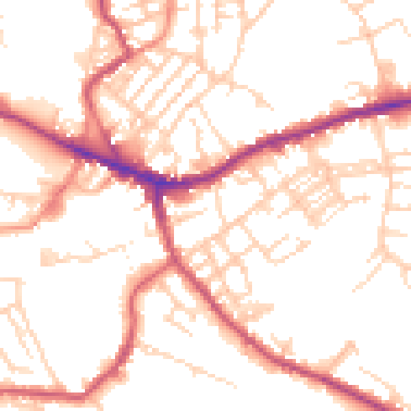 Daytime road noise heatmap for WF16 0JR