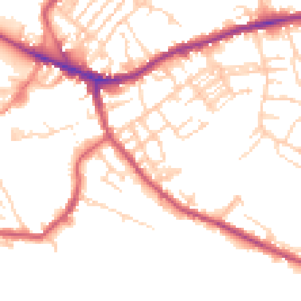 Daytime road noise heatmap for WF16 0LE