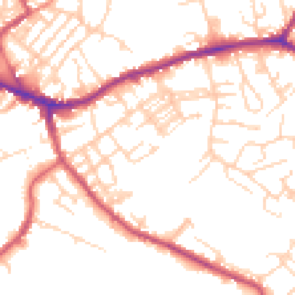 Daytime road noise heatmap for WF16 0LL