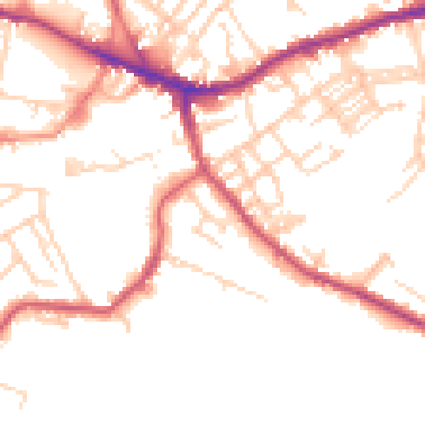 Daytime road noise heatmap for WF16 0NN