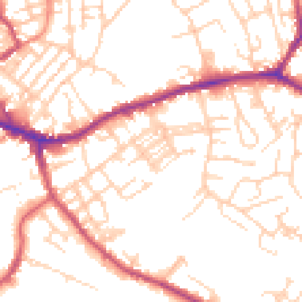 Daytime road noise heatmap for WF16 0QB
