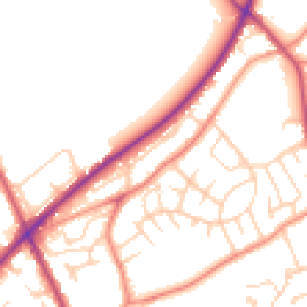 Daytime road noise heatmap for WF16 9AE
