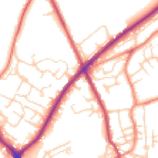 Daytime road noise heatmap for WF16 9BS