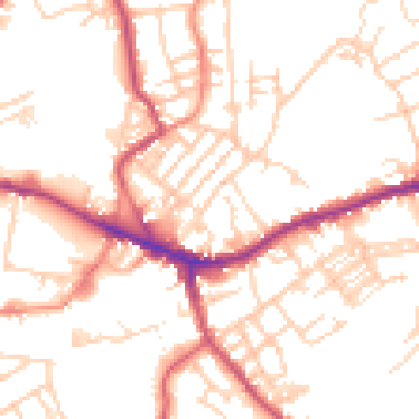 Daytime road noise heatmap for WF16 9DY