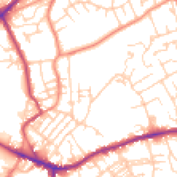 Daytime road noise heatmap for WF16 9EH