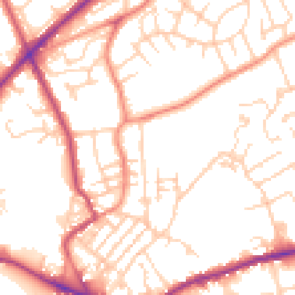 Daytime road noise heatmap for WF16 9EY