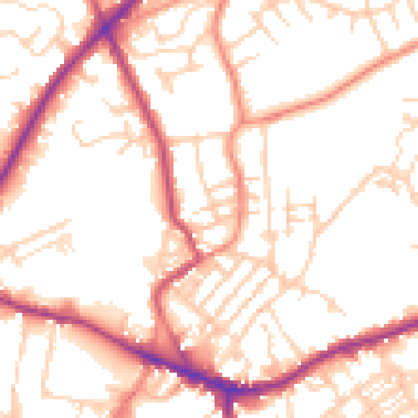 Daytime road noise heatmap for WF16 9HT