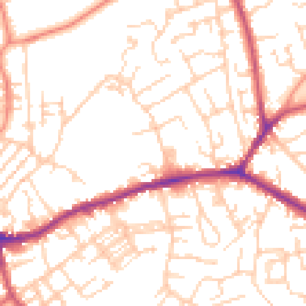 Daytime road noise heatmap for WF16 9LG