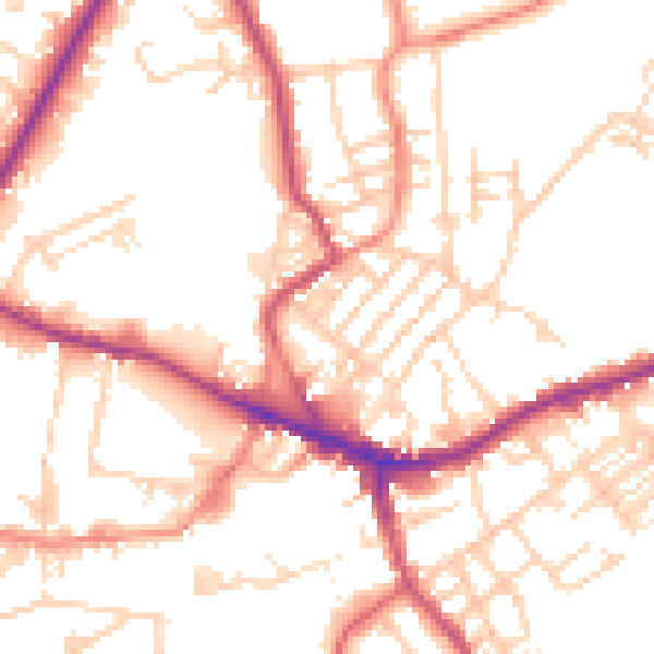 Daytime road noise heatmap for WF16 9LW