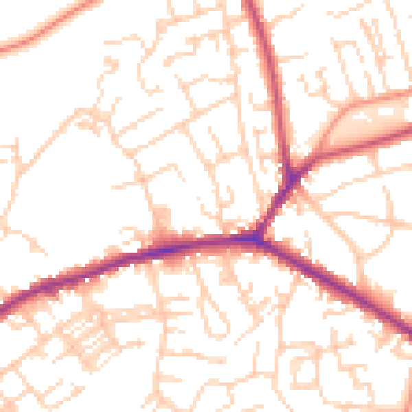 Daytime road noise heatmap for WF16 9LY