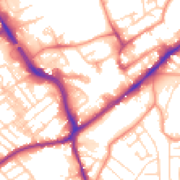 Daytime road noise heatmap for WF8 1AL