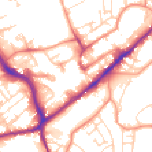 Daytime road noise heatmap for WF8 1AX