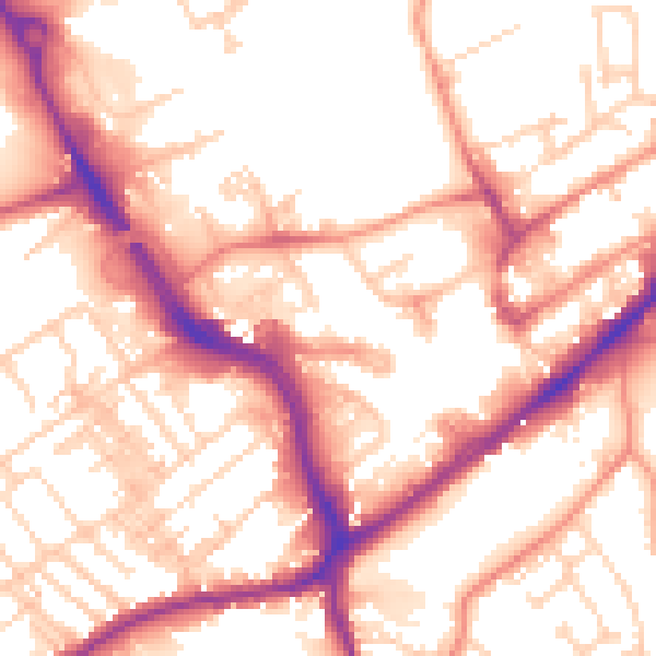 Daytime road noise heatmap for WF8 1BN