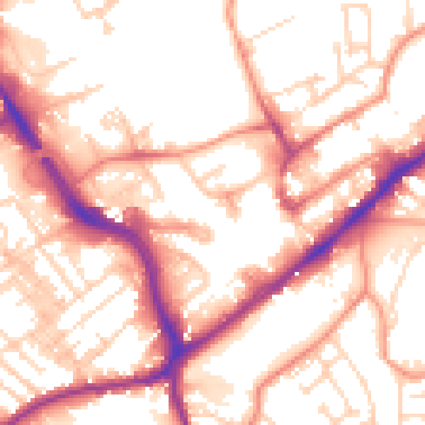 Daytime road noise heatmap for WF8 1BQ