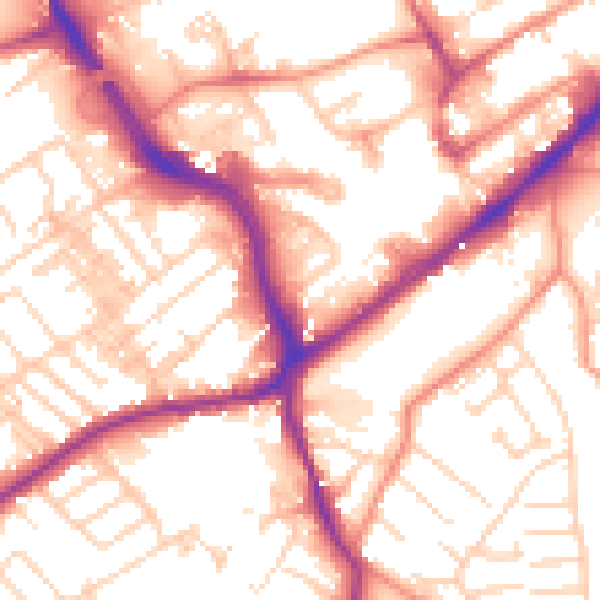 Daytime road noise heatmap for WF8 1BY