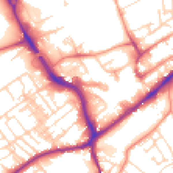 Daytime road noise heatmap for WF8 1DA