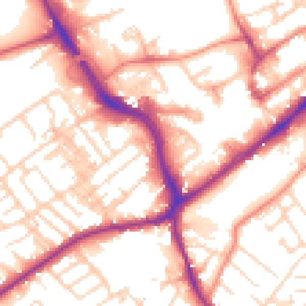 Daytime road noise heatmap for WF8 1DB