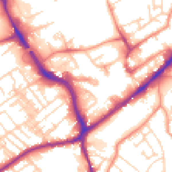Daytime road noise heatmap for WF8 1DF