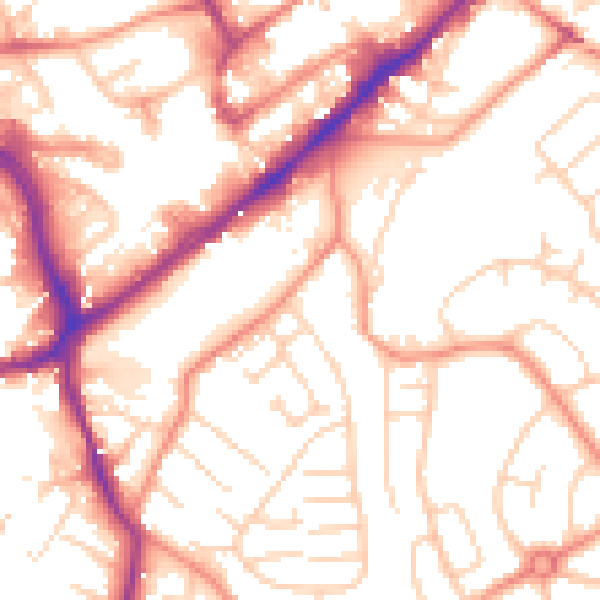Daytime road noise heatmap for WF8 1DZ