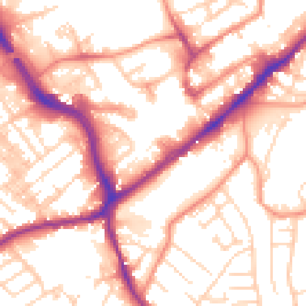 Daytime road noise heatmap for WF8 1LL