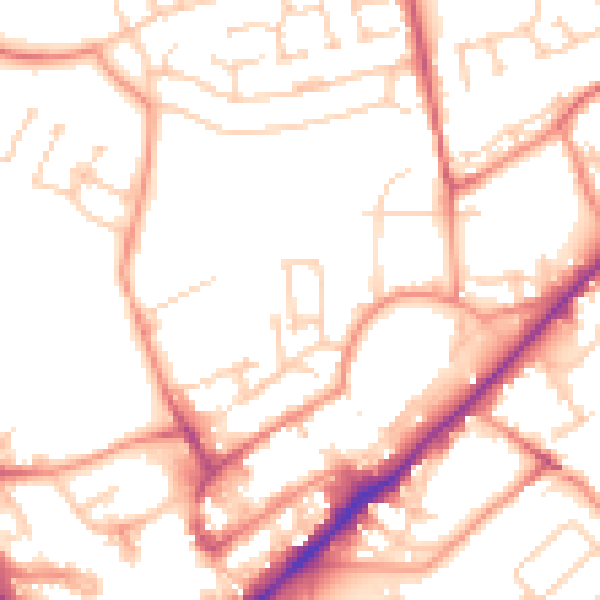 Daytime road noise heatmap for WF8 1NH