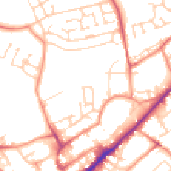 Daytime road noise heatmap for WF8 1QN
