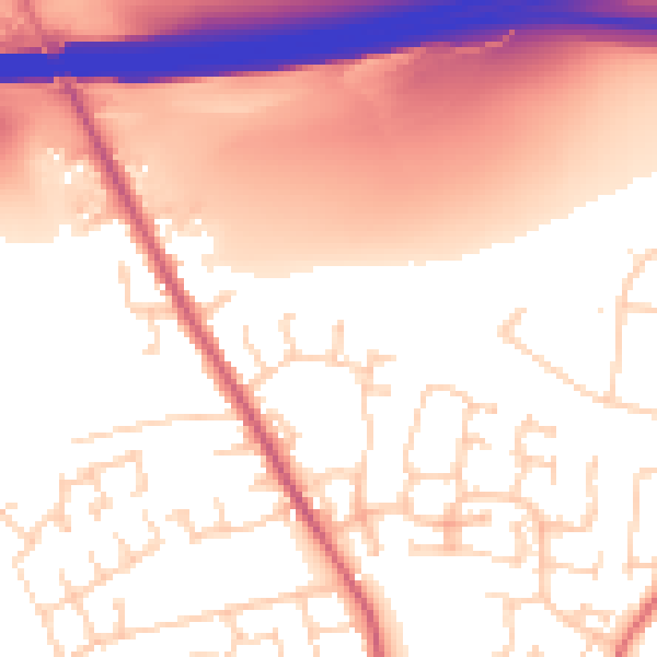 Daytime road noise heatmap for WF8 1TE