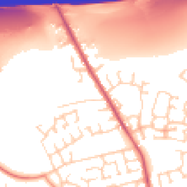 Daytime road noise heatmap for WF8 1TU
