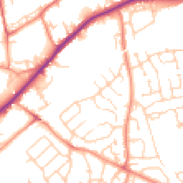 Daytime road noise heatmap for WF8 2DN