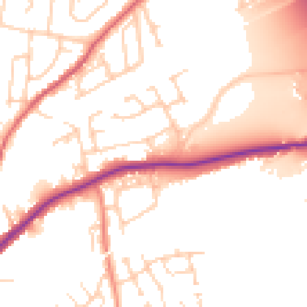 Daytime road noise heatmap for WF8 2FB