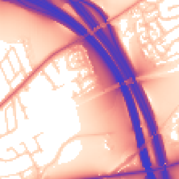 Daytime road noise heatmap for WF8 2FW