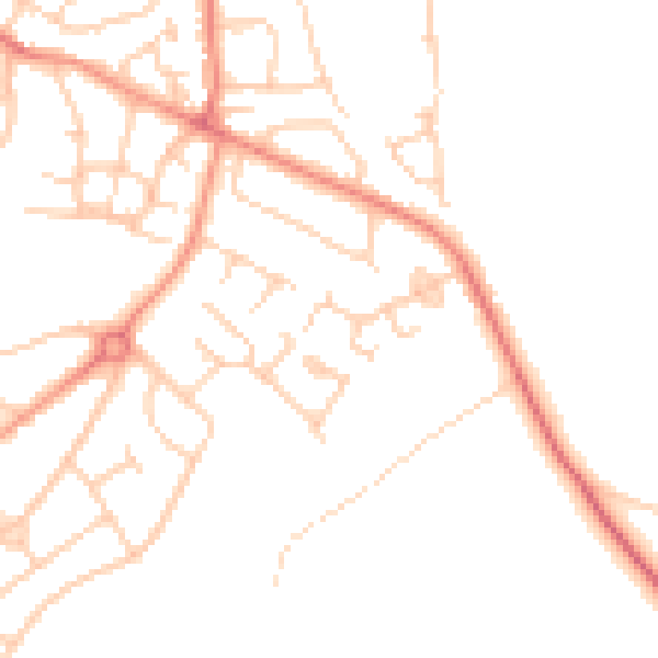 Daytime road noise heatmap for WF8 2GD