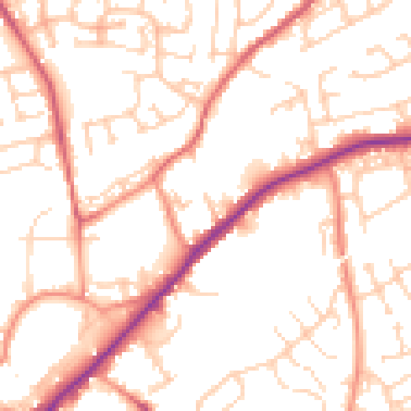 Daytime road noise heatmap for WF8 2JR