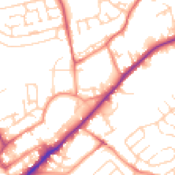 Daytime road noise heatmap for WF8 2NR