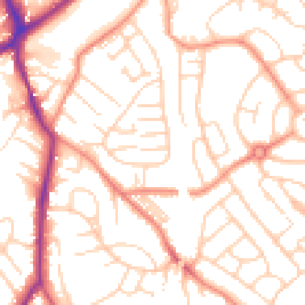 Daytime road noise heatmap for WF8 2SJ