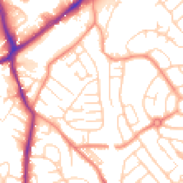 Daytime road noise heatmap for WF8 2SW