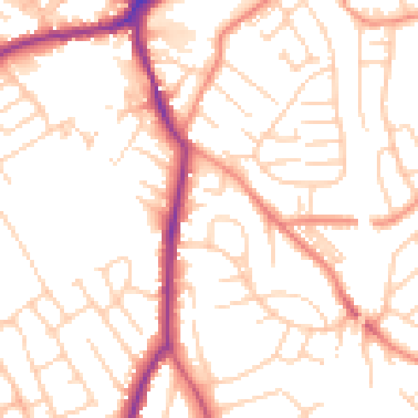 Daytime road noise heatmap for WF8 3QE