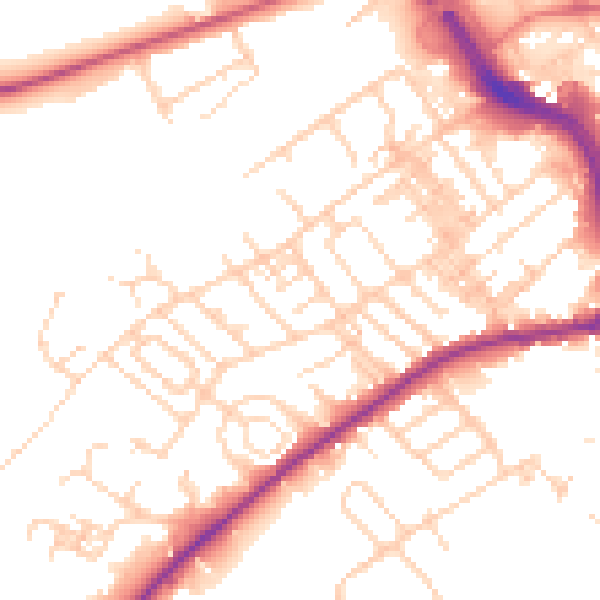Daytime road noise heatmap for WF8 4AT