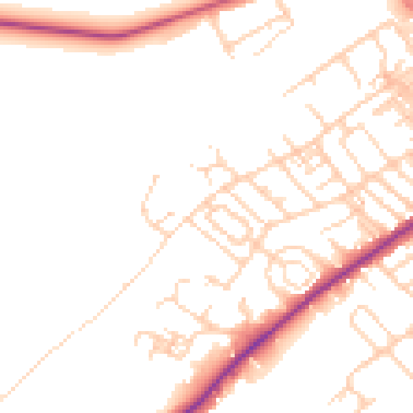 Daytime road noise heatmap for WF8 4BE