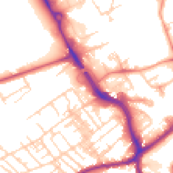 Daytime road noise heatmap for WF8 4DB