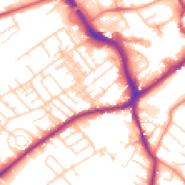 Daytime road noise heatmap for WF8 4DN