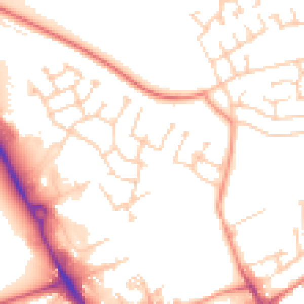Daytime road noise heatmap for WF8 4GQ