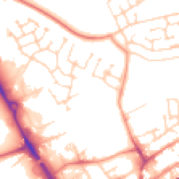 Daytime road noise heatmap for WF8 4GS