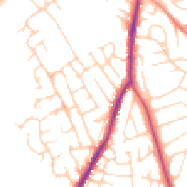 Daytime road noise heatmap for WF8 4LX