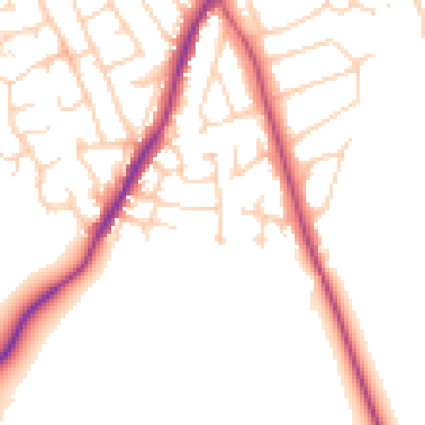 Daytime road noise heatmap for WF8 4RY