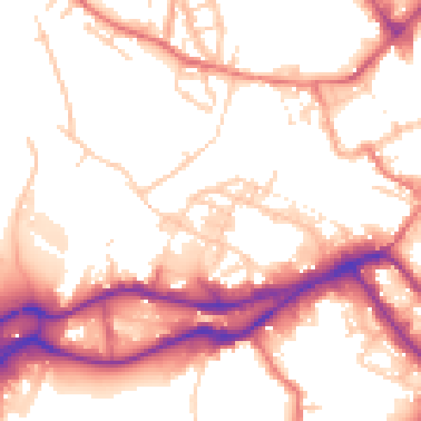 Daytime road noise heatmap for WN3 4BS