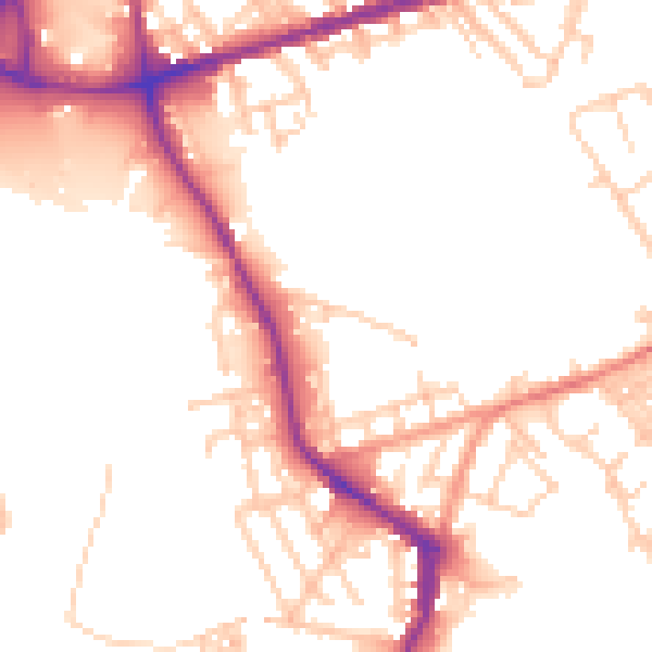 Daytime road noise heatmap for WN3 4JU