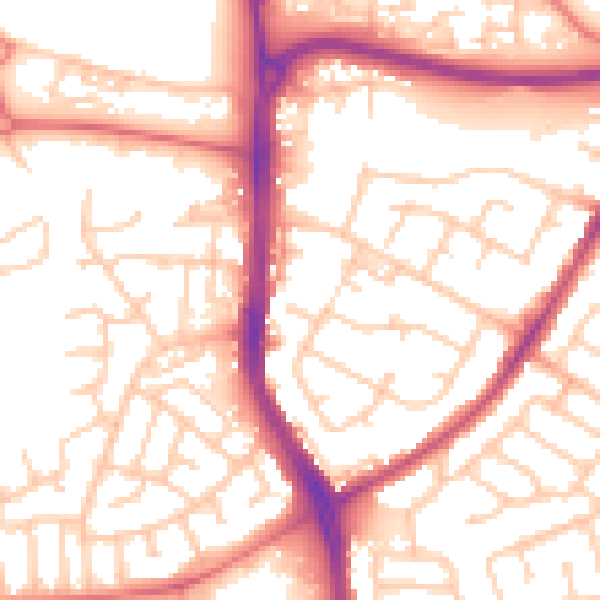 Daytime road noise heatmap for WN3 5LR