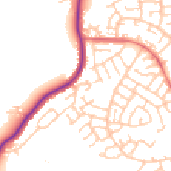 Daytime road noise heatmap for WN3 6DW