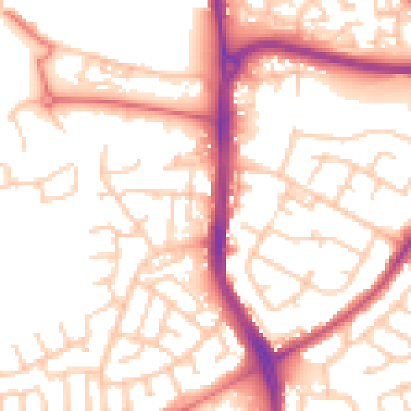 Daytime road noise heatmap for WN3 6GU